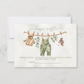Boho Natuur Baby shower Clothesline Luier Raffle Kaart (Voorkant)