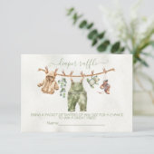 Boho Natuur Baby shower Clothesline Luier Raffle Kaart (Staand voorkant)
