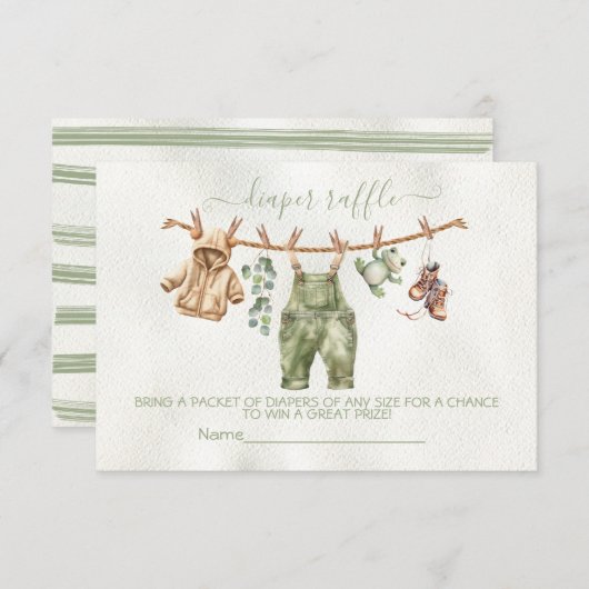 Boho Natuur Baby shower Clothesline Luier Raffle Kaart (Voorkant / Achterkant)