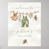 Boho Natuur Baby shower Clothesline Welkomstbord Poster (Voorkant)