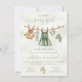 Boho Natuur Baby shower meisje waslijn Kaart (Voorkant)