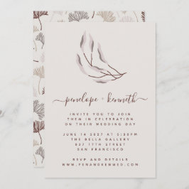 Boho Natuur Burgundy en Taupe Botanical Wedding Kaart