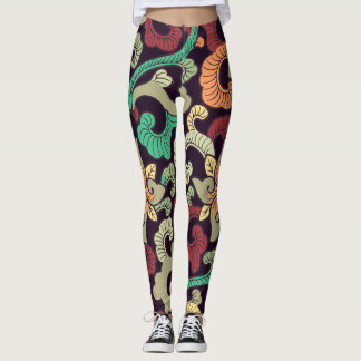 Boho natuur floral, asian boho zen stijl leggings