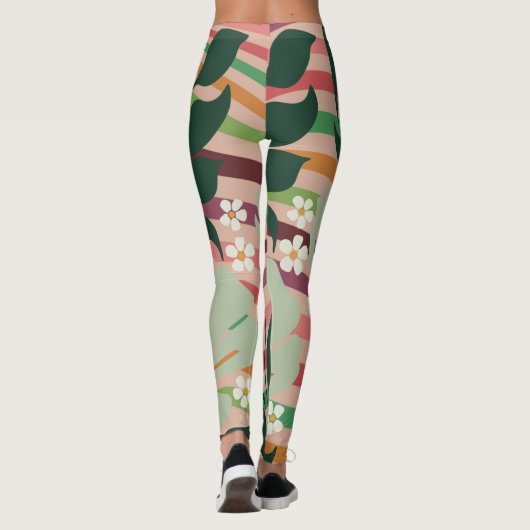 Boho natuur liefhebbers bloemmotief Leggings (Achterkant)