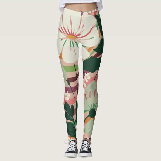 Boho natuur liefhebbers bloemmotief Leggings (Voorkant)