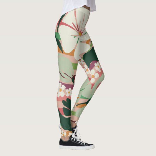 Boho natuur liefhebbers bloemmotief Leggings (Rechts)