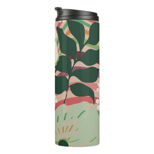 Boho natuur liefhebbers bloemmotief thermosbeker (Geroteerd rechts)