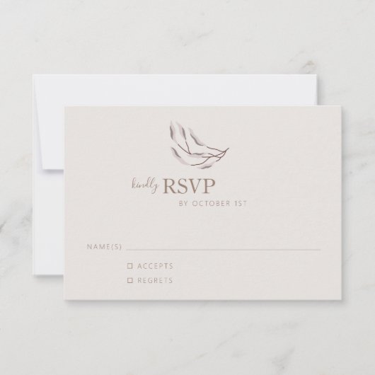 Boho Natuur Neutral Botanic Weddenschap Simple RSVP Kaartje (Voorkant)