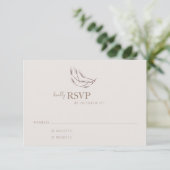 Boho Natuur Neutral Botanic Weddenschap Simple RSVP Kaartje (Staand voorkant)