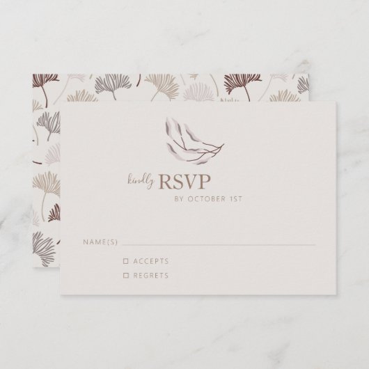 Boho Natuur Neutral Botanic Weddenschap Simple RSVP Kaartje (Voorkant / Achterkant)