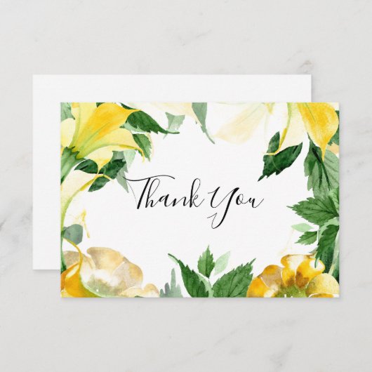 Boho natuurlijke elegantie gele bruiloft dank u bedankkaart (Voorkant / Achterkant)