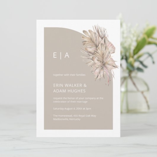 Boho Natuurlijke Minimalistische Monogram Half Arc Kaart (Staand voorkant)