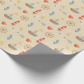 Boho Nautical Boat Vuurtoren Patroon Cadeaupapier (Hoek)