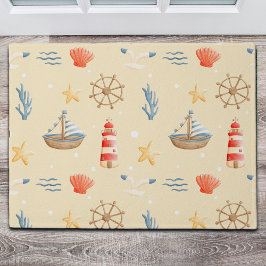 Boho Nautical Boat Vuurtoren Patroon Deurmat