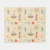 Boho Nautical Boat Vuurtoren Patroon Fleece Deken (Voorkant (Horizontaal))