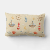 Boho Nautical Boat Vuurtoren Patroon Kussen (Achterkant)