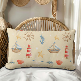 Boho Nautical Boat Vuurtoren Patroon Kussen