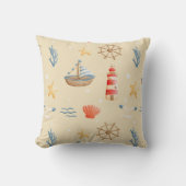 Boho Nautical Boat Vuurtoren Patroon Kussen (Voorkant)