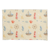 Boho Nautical Boat Vuurtoren Patroon Kussensloop (Voorkant)