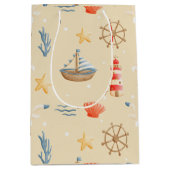 Boho Nautical Boat Vuurtoren Patroon Medium Cadeauzakje (Voorkant)