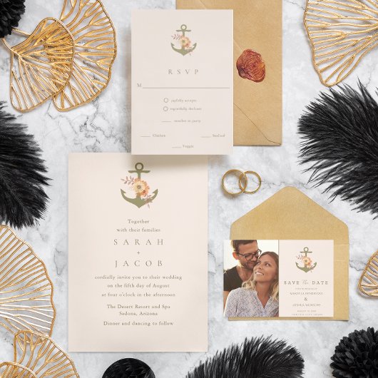 Boho Nautical Trouw Uitnodiging