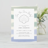 Boho Nauticale Strepen Clam Shell Jongens Baby Sho Kaart (Staand voorkant)