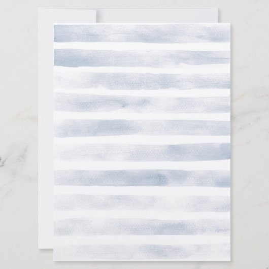 Boho Nautisch Wit Blauw Bloemen Waterverf Huwelijk Kaart (Achterkant)