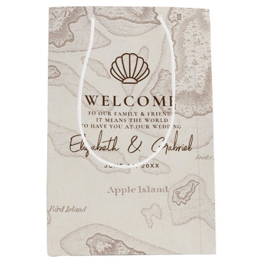 Boho nautische bestemming bruiloft welkom medium cadeauzakje (Voorkant)