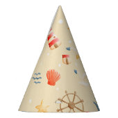 Boho Nautische Boot Vuurtoren Patroon Verjaardag Feesthoedjes (Links)