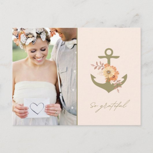 Boho nautische bruiloft foto dank u briefkaart (Voorkant)
