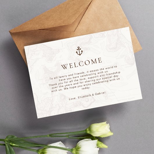 Boho nautische bruiloft tijdlijn behuizing Kaart