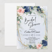 Boho navy and blush eucalyptus and gold lijst kaart (Voorkant / Achterkant)