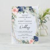 Boho navy and blush gold lijst and eucalyptus kaart (Staand voorkant)