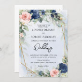 Boho navy and blush gold lijst and eucalyptus kaart (Voorkant / Achterkant)