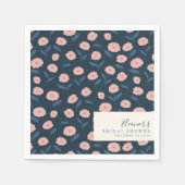 Boho Navy and Pink Floral Pattern Vrijgezellenfees Servet (Voorkant)