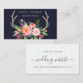 BOHO NAVY BARN BLUSH ANTLER FLORAL WEDDING WEBSITE VISITEKAARTJE (Voorkant / Achterkant)