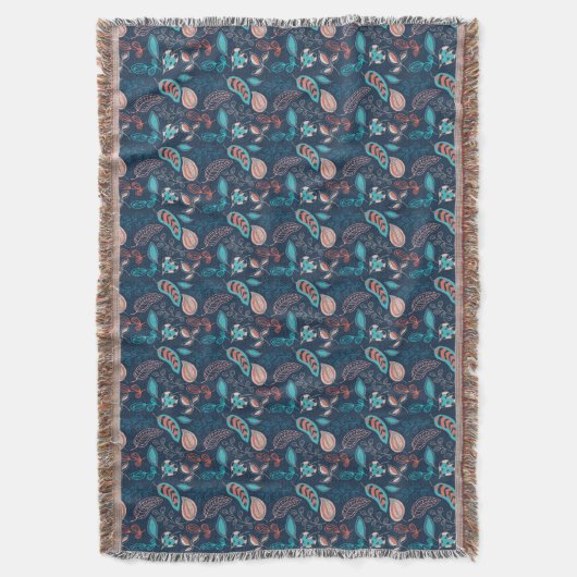 Boho Navy blauw roestveer stam abstract Print Deken (Voorkant Verticaal)