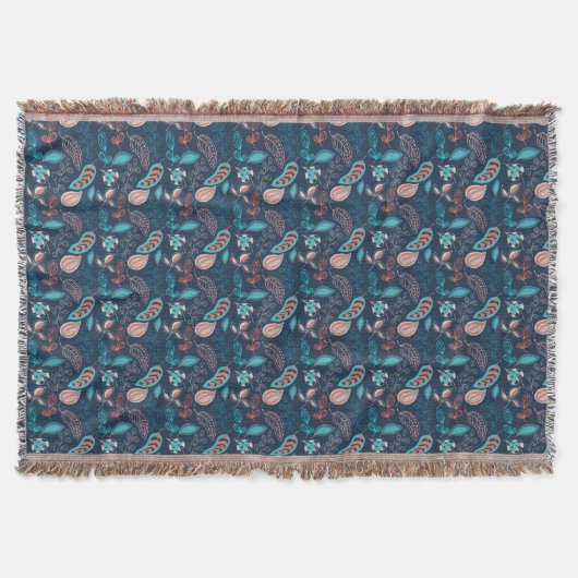 Boho Navy blauw roestveer stam abstract Print Deken (Voorkant)