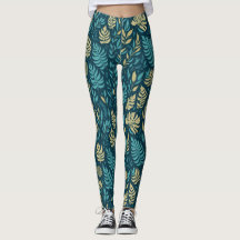 Boho Navy Blauwe Gele Botanische Bladeren Groene P