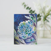 Boho Navy Blauwe Hemelse Dahlia Bloemige Waterverf Briefkaart (Staand voorkant)