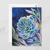 Boho Navy Blauwe Hemelse Dahlia Bloemige Waterverf Briefkaart (Voorkant / Achterkant)