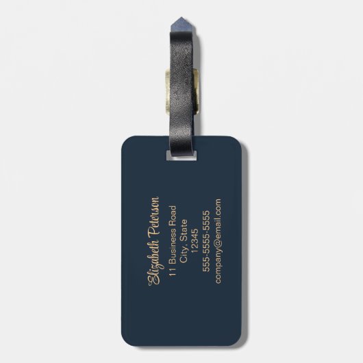 Boho Navy Blauwe Perzik Mandala Bagagelabel (Achterkant verticaal)