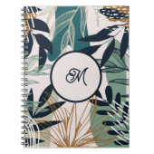 Boho Navy Blauwgroen Gold Leaves Notitieboek (Voorkant)