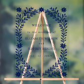 Boho Navy Bloemen Huwelijk Welkom Teken Acryl Bord (Neutraal)