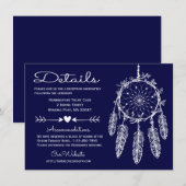 Boho Navy Blue Details Dreamweaver Tribal Weddensc Kaart (Voorkant / Achterkant)