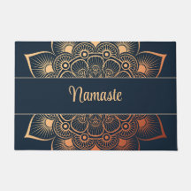 Boho Navy Blue en Perzik Mandala Aangepaste tekst