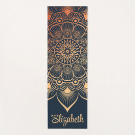 Boho Navy Blue Mandala Custom Naam Yoga Mat