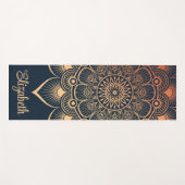 Boho Navy Blue Mandala Custom Naam Yoga Mat (Voorkant (horizontaal))