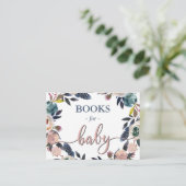 Boho Navy Blue Pink Shower Sprinkle Boeken voor Ba Informatiekaartje (Staand voorkant)