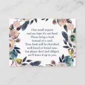 Boho Navy Blue Pink Shower Sprinkle Boeken voor Ba Informatiekaartje (Achterkant)